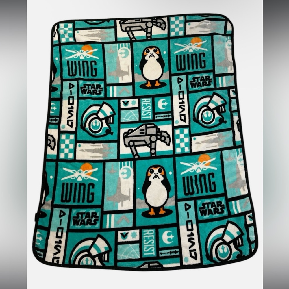 Star Wars Porg Teal Blanket Fleece Throw X-Wing Rebel